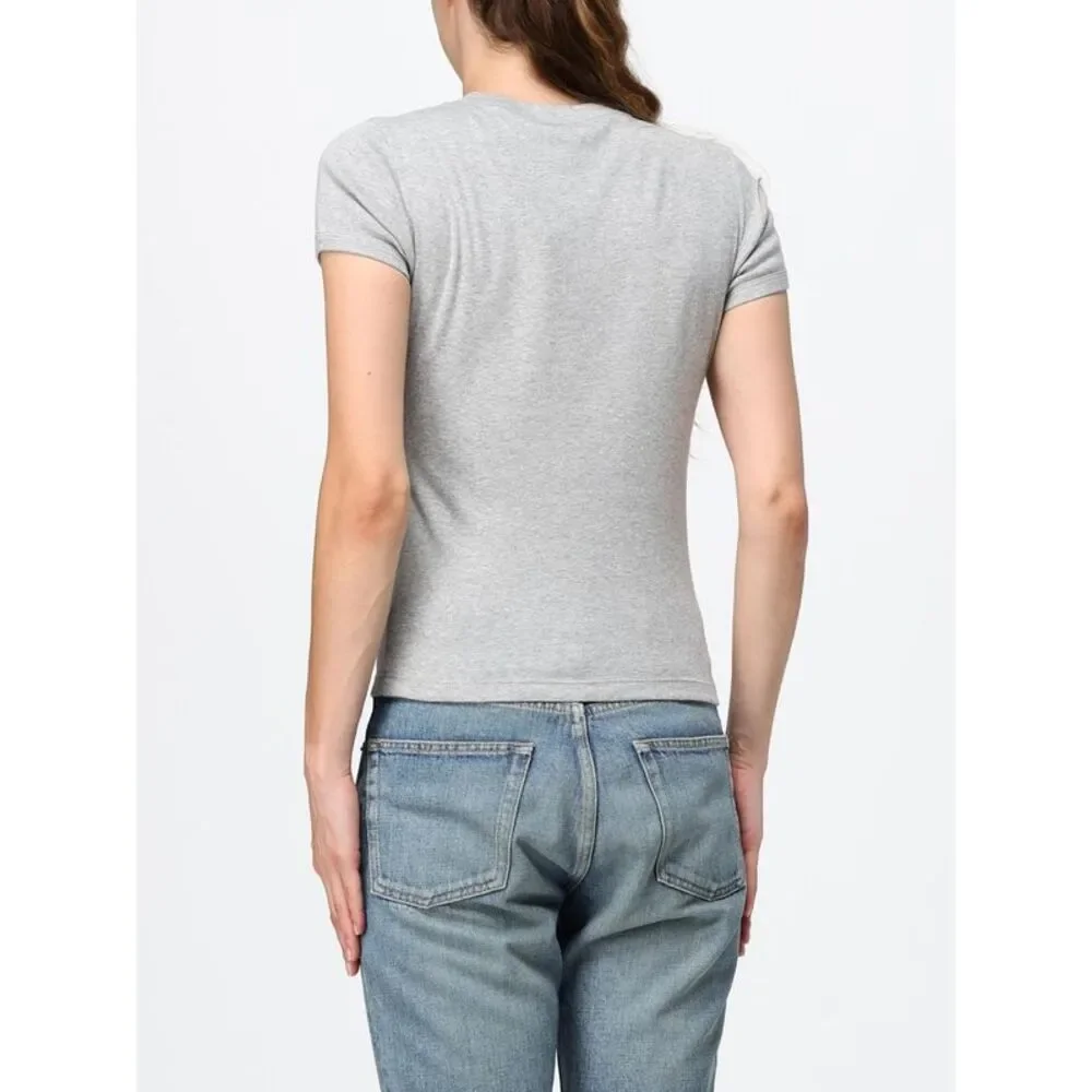 Saint Laurent Women Saint Laurent Slim Fit Cotton T-Shirt With Ysl Monogram